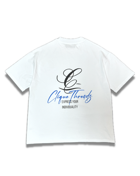 Signature Logo Oversized Tee - White/Blue