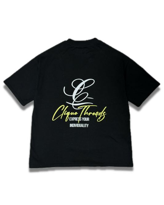 Signature Logo Oversized Tee - Black/Yellow