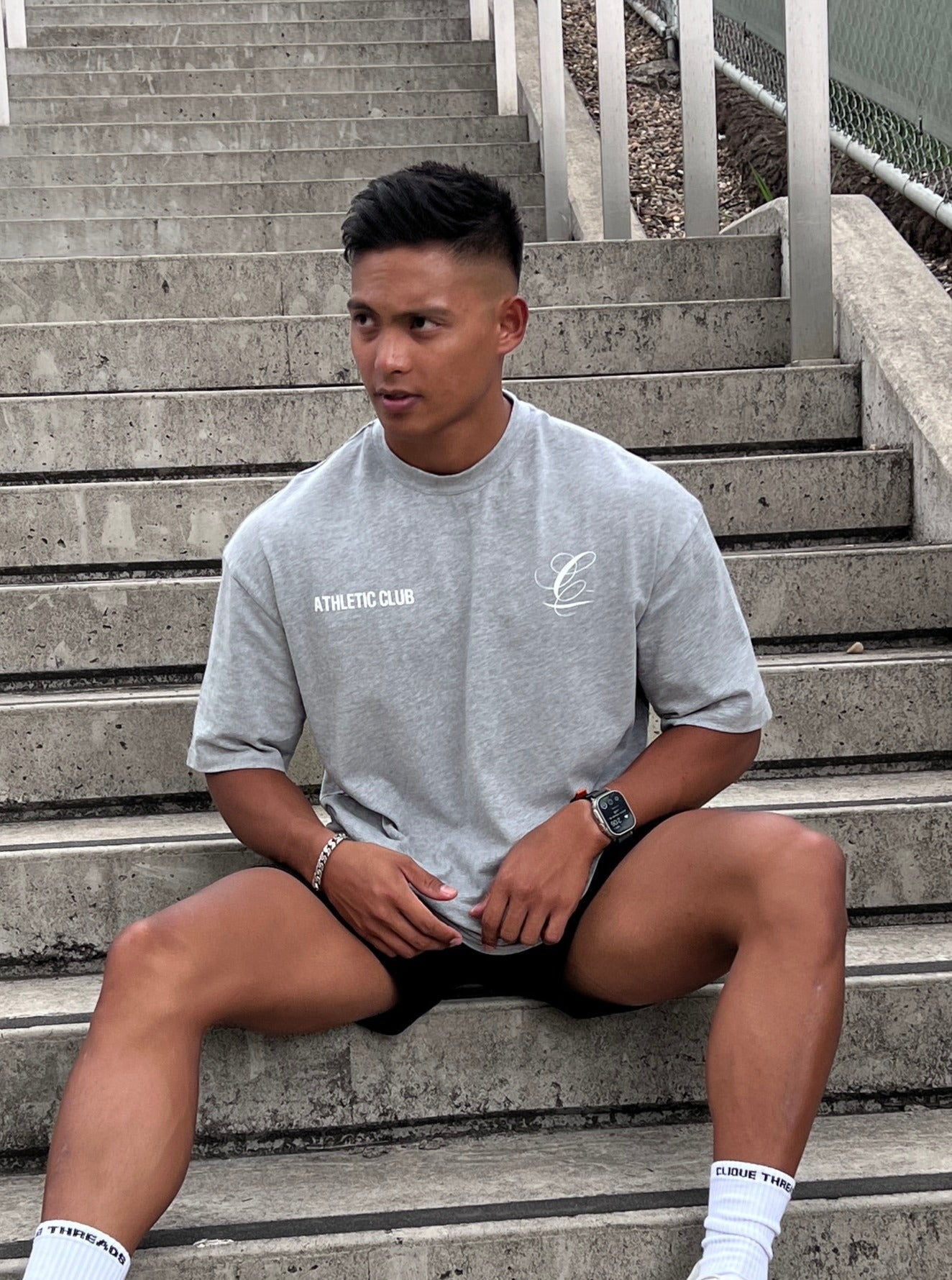 Double Logo Athletic Club T-Shirt - Grey