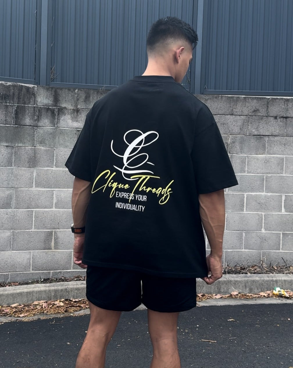 Signature Logo Oversized Tee - Black/Yellow