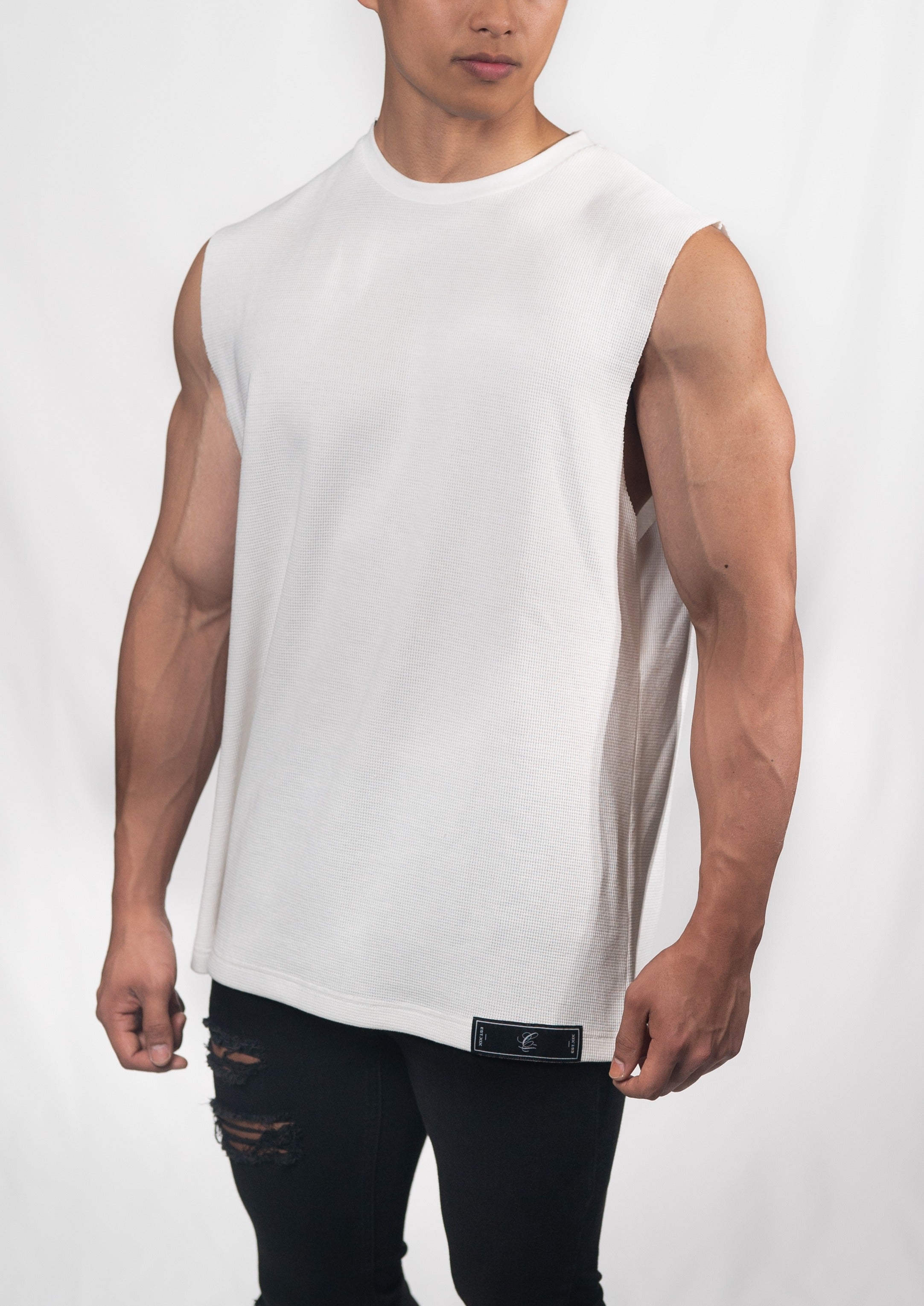 Statement Cut Off Tee Pure White Clique Threads